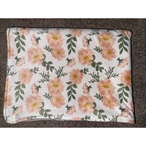 Lullaby Lane Floral Baby Girl Blanket Peach/Pink/ White Sherpa Plush Soft